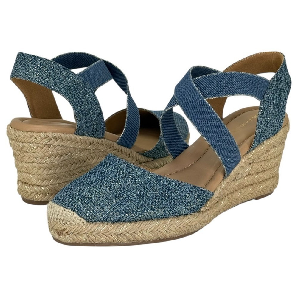 Easy Spirit Meza2 Gold Shimmer Womens Wedge Sandals Size 9M - Picture 11 of 13